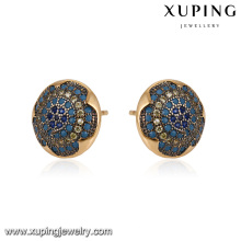 93068 Xuping Mode 18 Karat Gold Farbe Stud Damen eingelegten Stein Hoop Ohrring